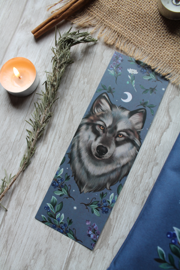 Marcapáginas Lobo entre flores - Imagen 2