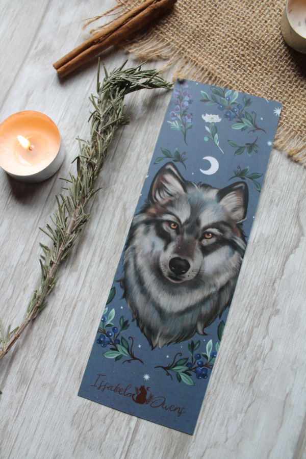 Marcapáginas Lobo entre flores