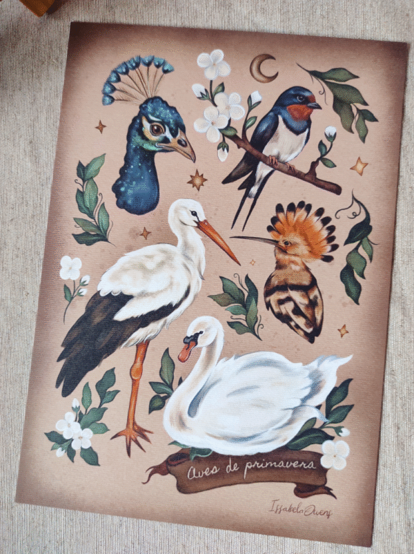 Lámina Aves de Primavera A5