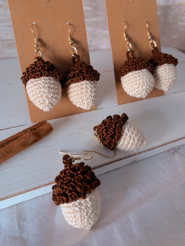 Pendientes Bellota de Crochet - Imagen 3