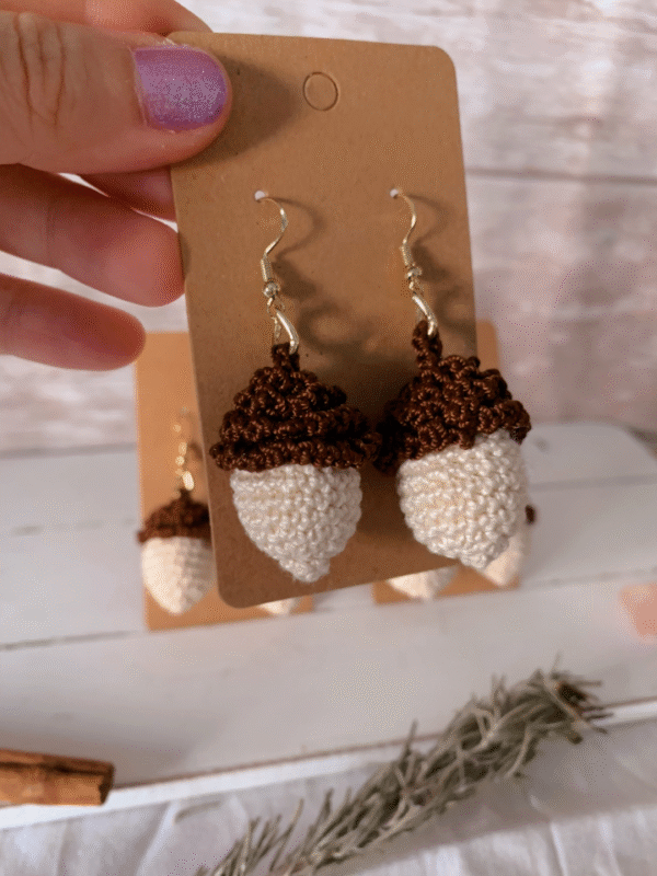 Pendientes Bellota de Crochet - Imagen 2