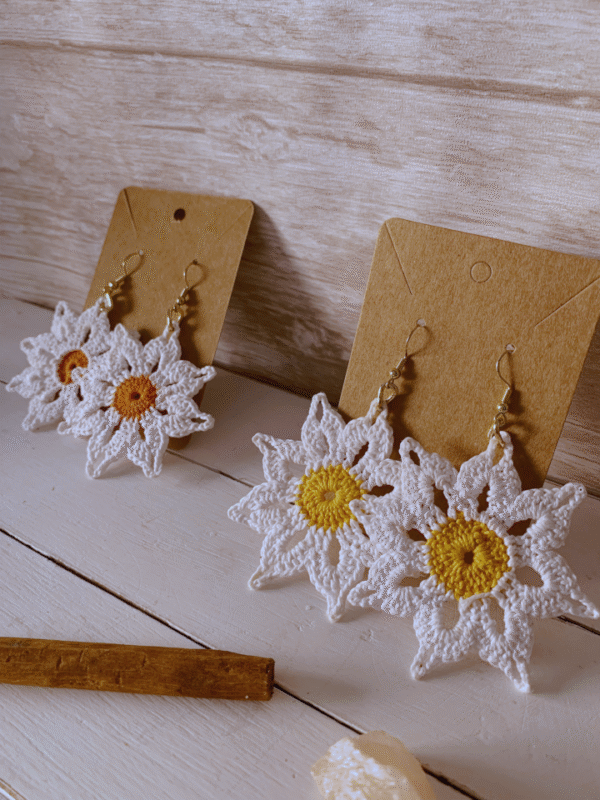 Pendientes Margarita crochet - Imagen 6