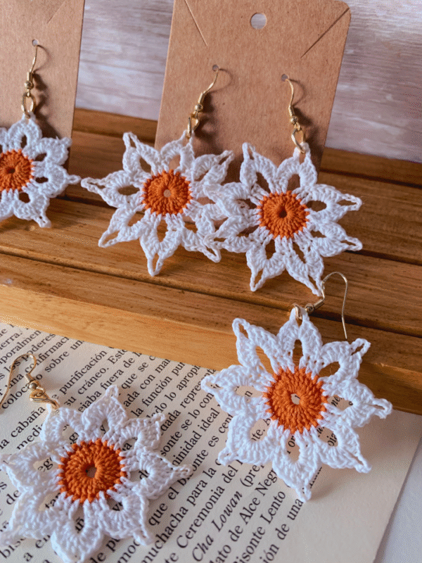 Pendientes Margarita crochet - Imagen 2