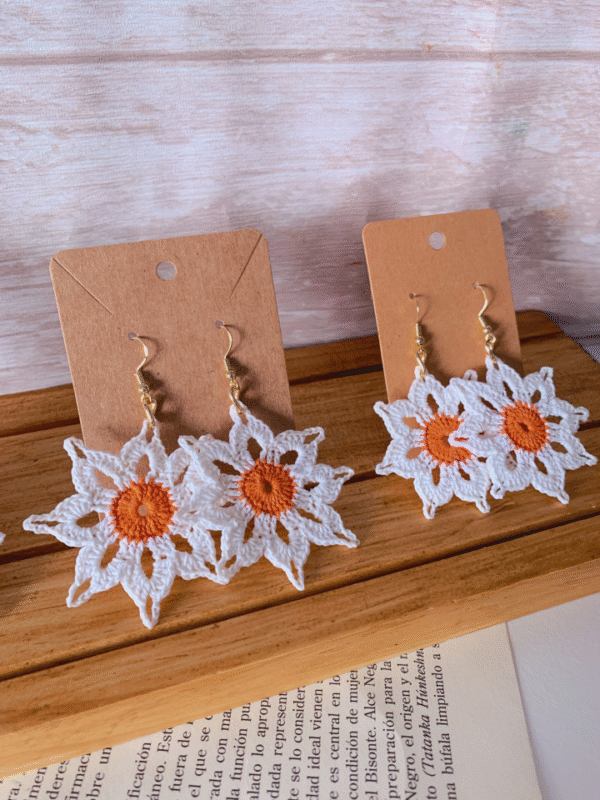 Pendientes Margarita crochet - Imagen 3