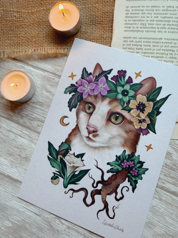 Print "Gata entre flores brujiles"