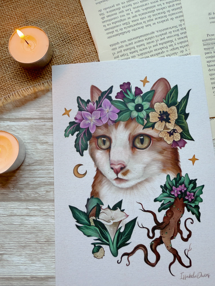 Print "Gata entre flores brujiles" - Imagen 2