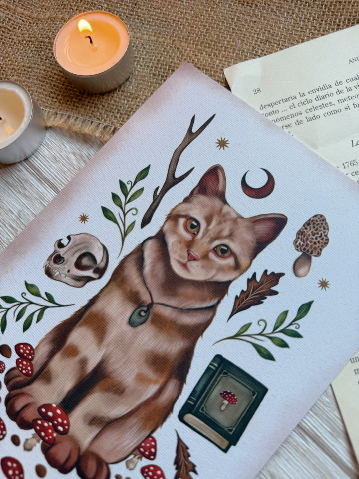Print" Gato con elementos mágicos" - Imagen 2