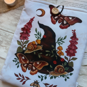 Funda de libro M " Sombrero de bruja y pequeños animales"