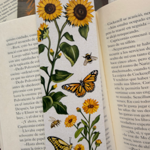 Marcapáginas flores e insectos, Flowers and insects bookmark