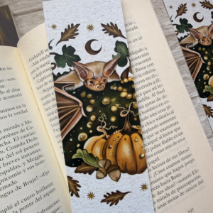 Marcapáginas murciélago en calabaza, Bat and Pumpkin bookmark