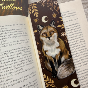Marcapáginas zorro primaveral, spring fox bookmark